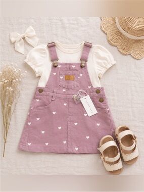 NWT Jamie Kay Petite Melody Heart Pinafore Dress Jumper 2Y